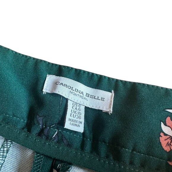 Carolina Belle Green Floral Print Slacks Trousers Pants Ankle Size 6 Women's - Picture 7 of 13